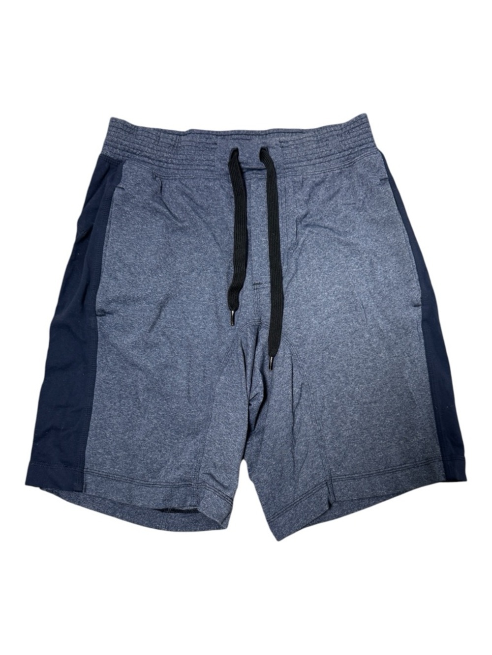 lululemon athletica Men's Heathered Navy Athletic Shorts with Black Drawstring